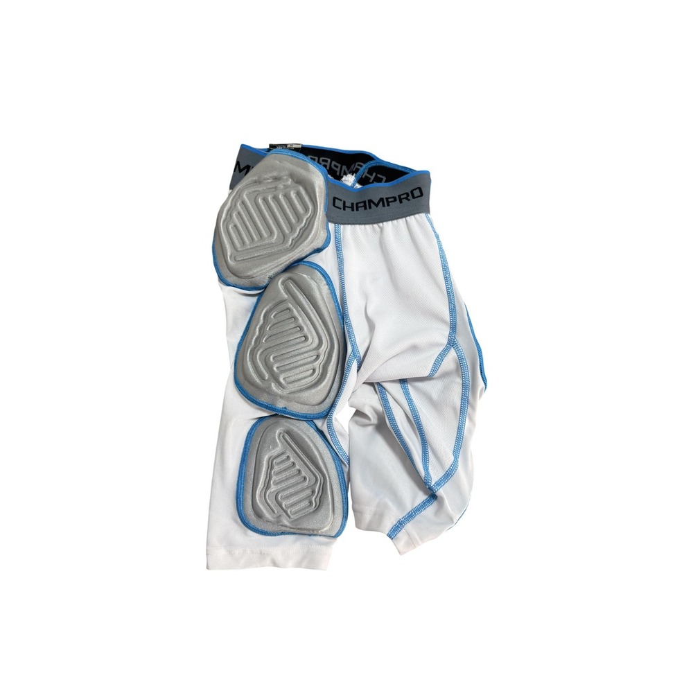 Champro‎ Youth Small Football Thigh Pad Compression Shorts White Gray Blue Boys